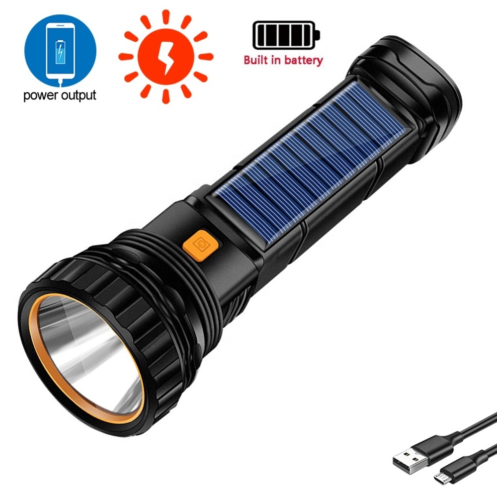 Solar/Rechargeable Multi Function 1000 Lumens LED Flashlight With Emergency Strobe Light and 1200 Mah Battery