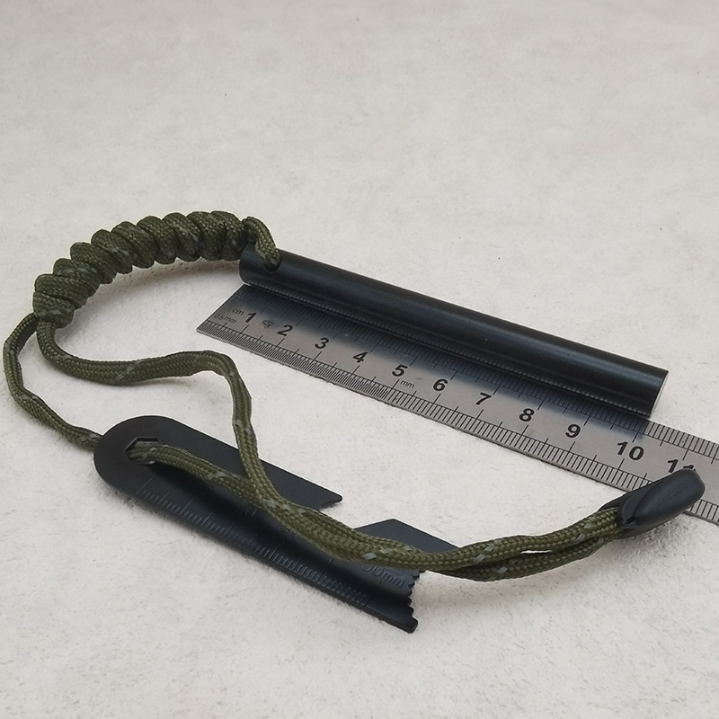 4 Inch Survival Ferrocerium Drilled Flint Fire Starter, Ferro Rod Kit with Paracord Lanyard Handle and Striker