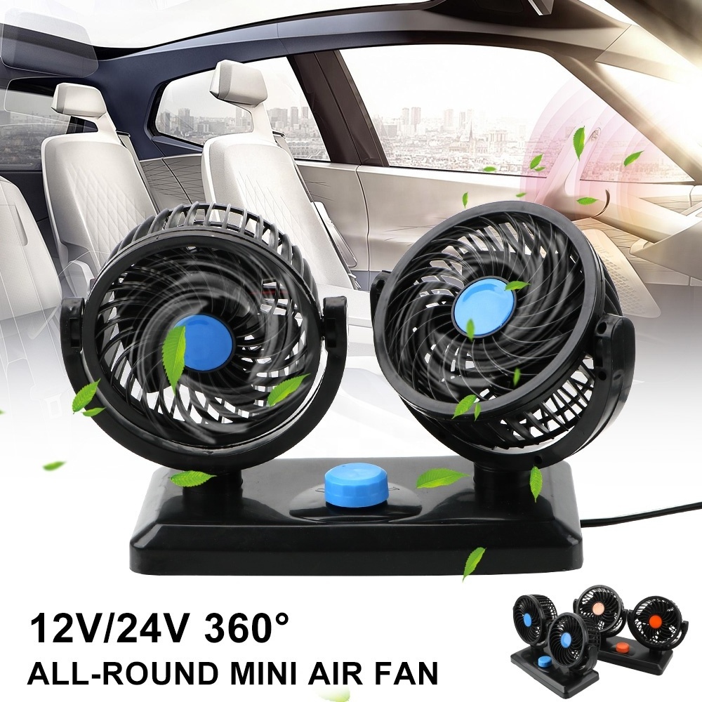 Car Fan Cooling Air Fan Powerful Dashboard Electric Car Fan with  Cigarette Lighter Low Noise 360 Degree Rotatable