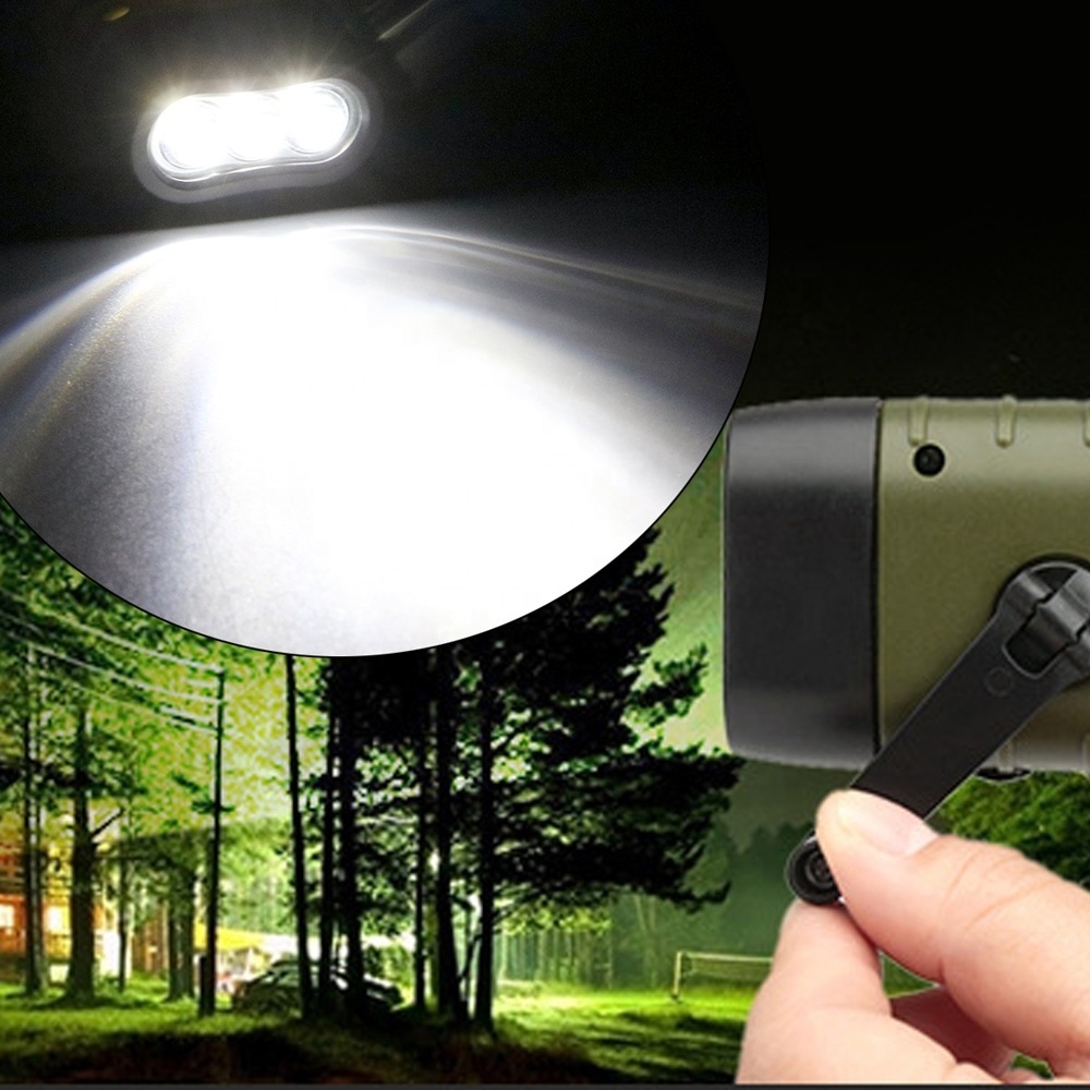 Portable LED Flashlight Hand Crank Dynamo Torch Lantern Professional Solar Power Tent Light for Outdoor Camping