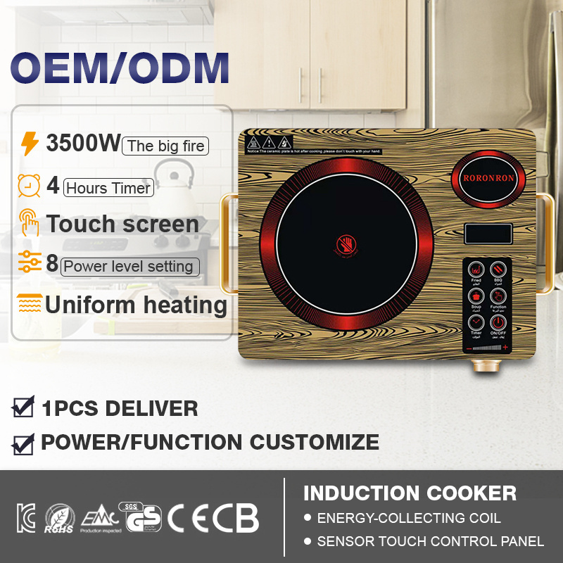 Exquisite Appearance Gold Color 220V 50HZ 2000W Rechargeable Portable Induction Cooker With Handle