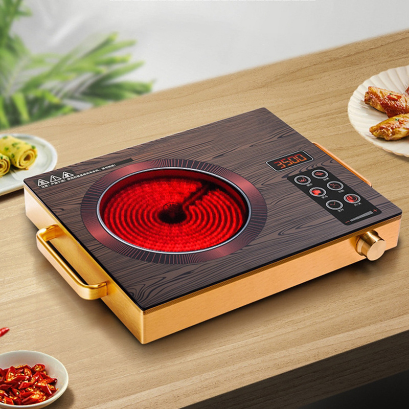 Exquisite Appearance Gold Color 220V 50HZ 2000W Rechargeable Portable Induction Cooker With Handle