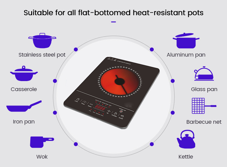 2000W Touch Control Clay Pot Cookers Stove Radiant Ceramic Cooktops Infrared Cooker Portable Induction Heating