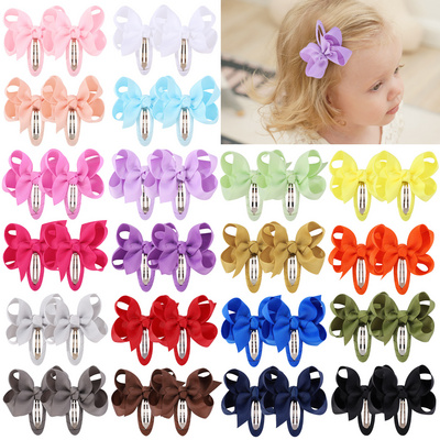 New 2.7 inch hand made boutique hair bows with clip for kids double layer hair bows back to school hair bows