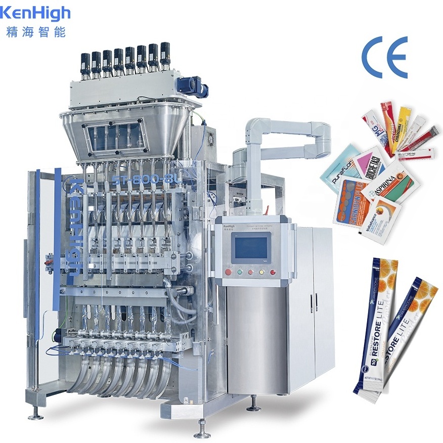 Automatic 0.5g-50g 4/6/8/10/12 Vertical Form Fill Seal Multilane Lemon Tea Powder Stick Packaging Machine