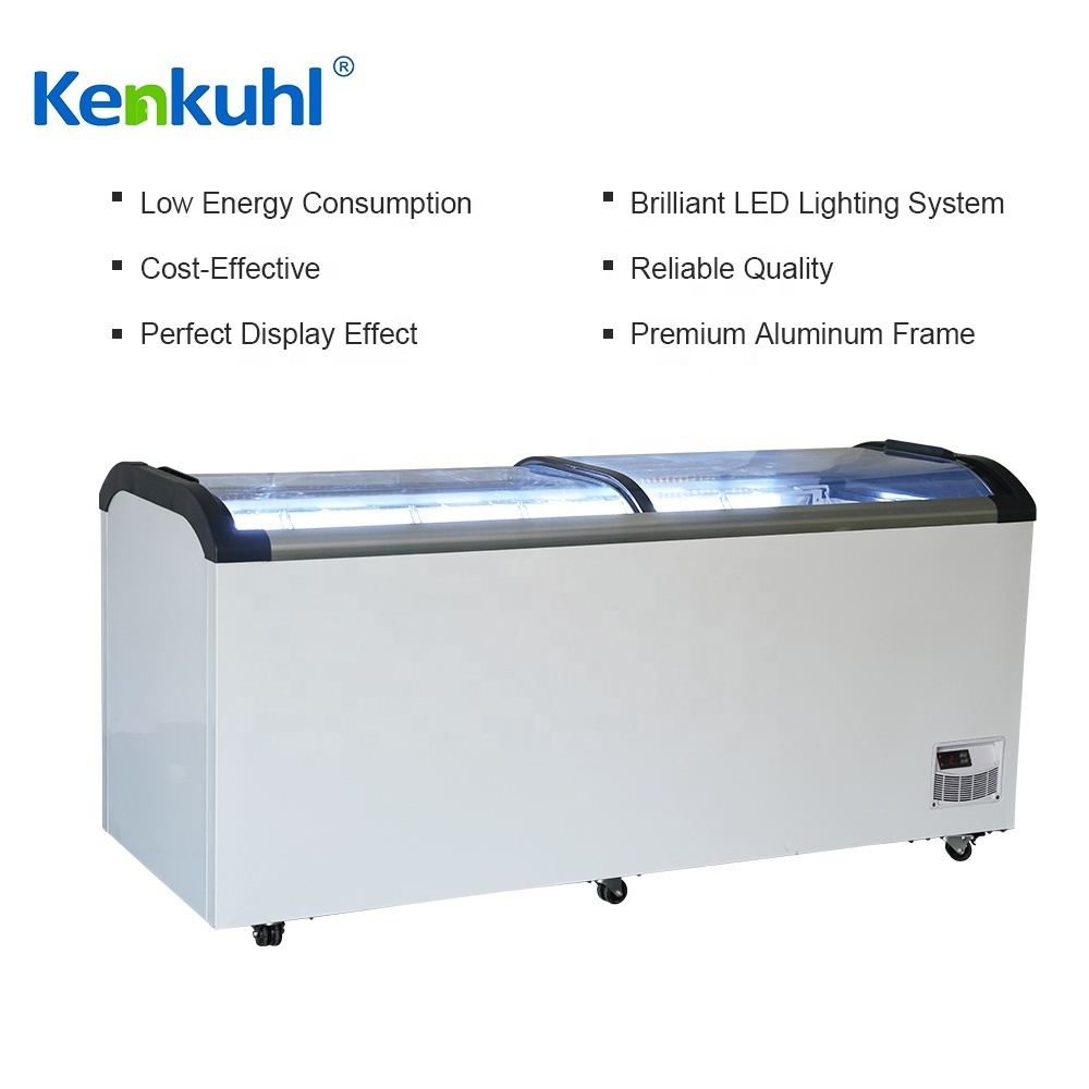 Kenkuhl double curved glass door commercial freezer supermarket ice cream freezer