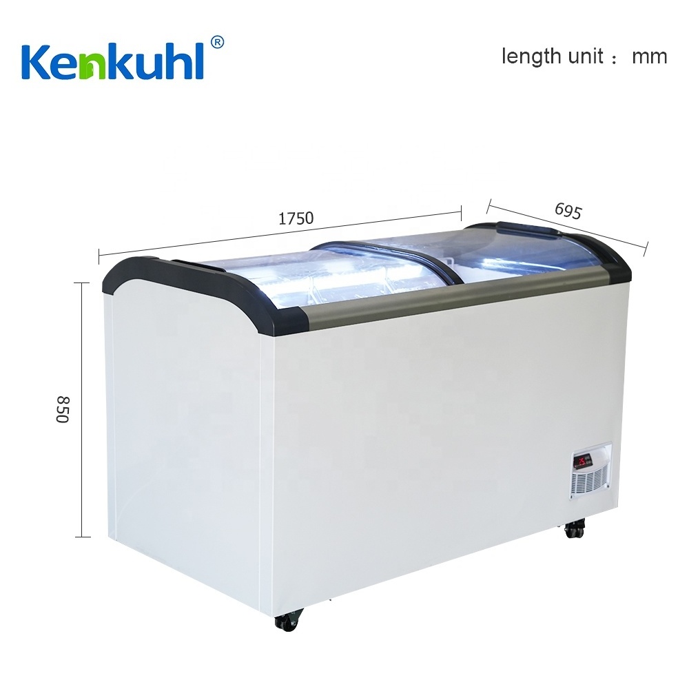 Kenkuhl double curved glass door commercial freezer supermarket ice cream freezer