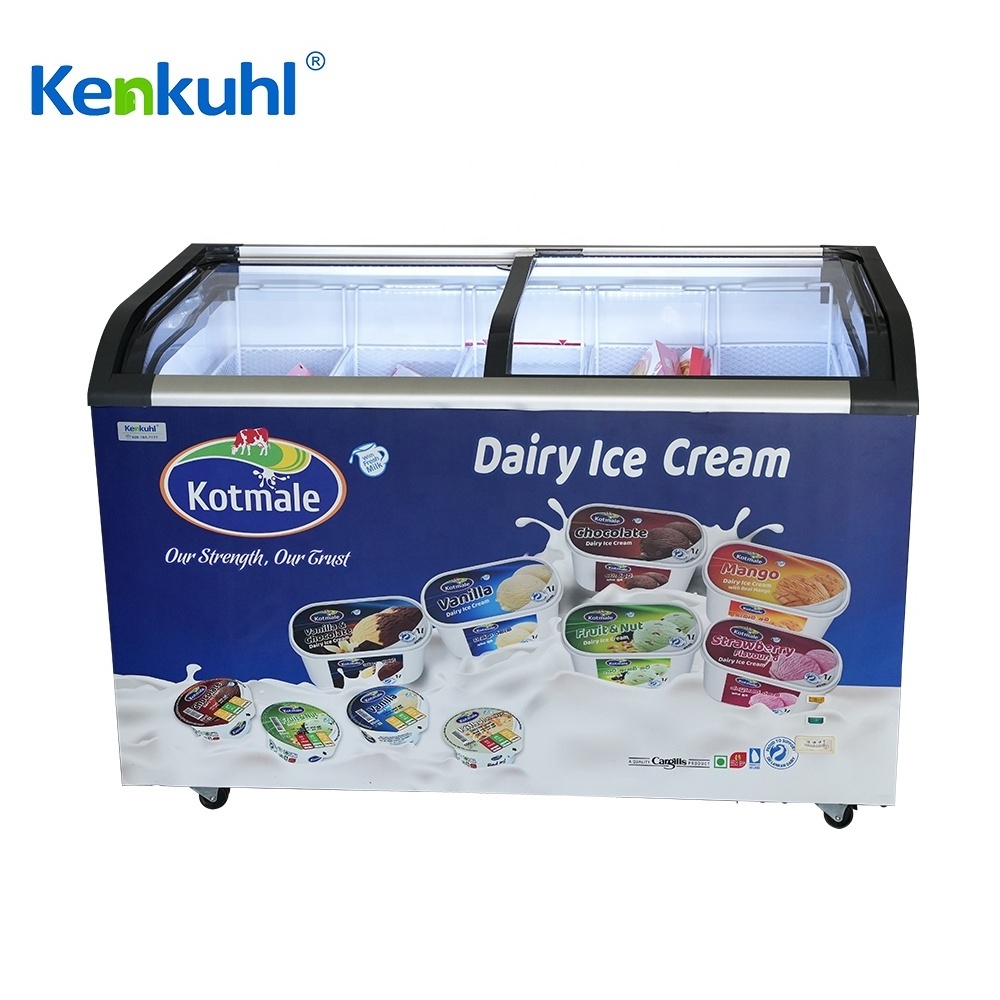 Kenkuhl single curved glass top freezer ice cream freezer display commercial chest freezer