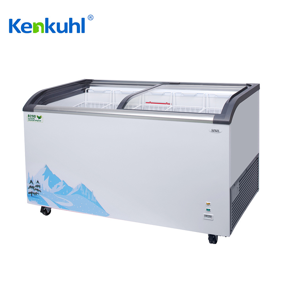 Kenkuhl 200L-700L ice cream popsicle butchery display fridges chiller fresh meat freezers for supermarket