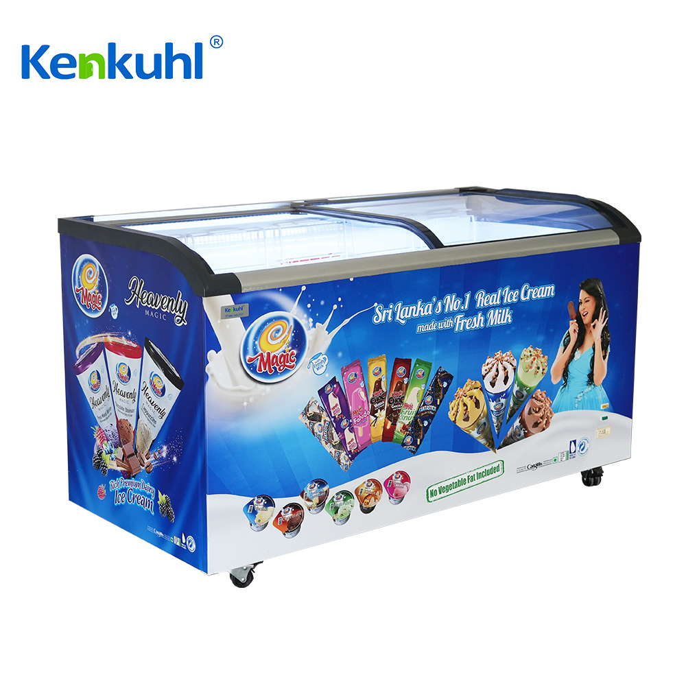 Kenkuhl horizontal commercial two door gelato ice cream glass door display freezer