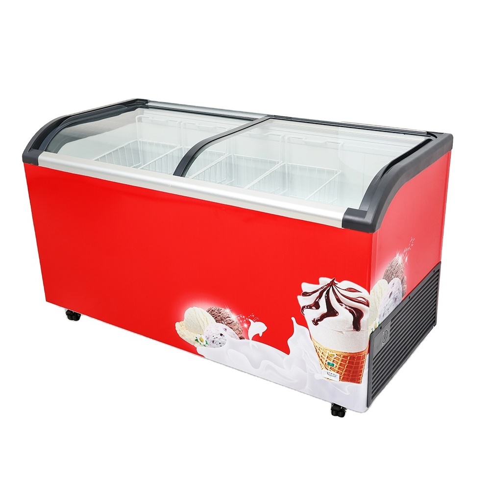 Kenkuhl 200L-700L ice cream popsicle butchery display fridges chiller fresh meat freezers for supermarket