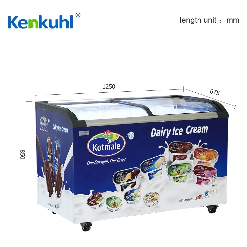 Kenkuhl single curved glass top freezer ice cream freezer display commercial chest freezer