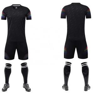 Customized with logo and numbers black white breathable soccer kit bulk soccer jerseys