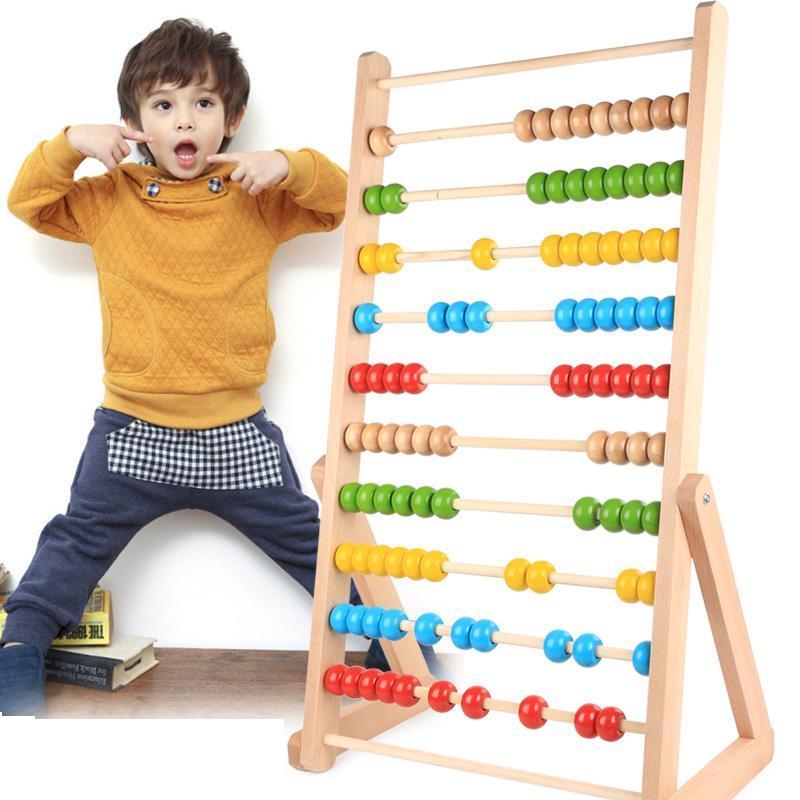 Big Rainbow Wooden Abacus Counting Frame Educational Toys