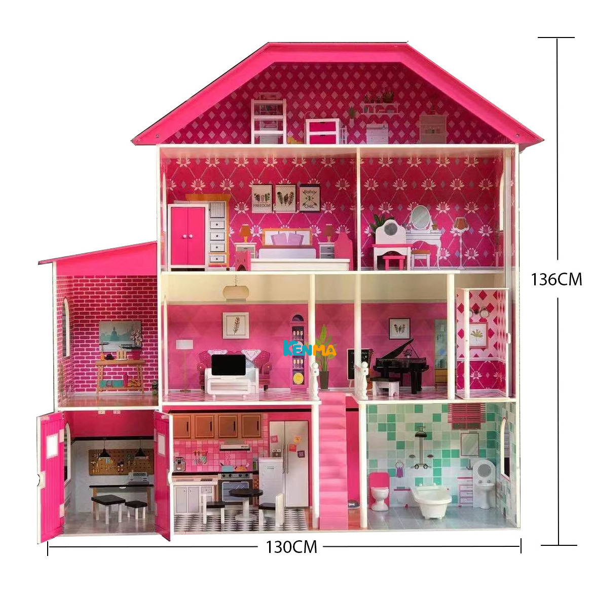 Big Doll House Accessories Pretend Play Toy Educational Wooden Toys