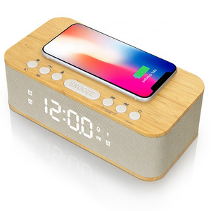 FANSBE Wholesale LED Digital 10W Bluetooth Speaker Mobile Phone Wireless Charger Alarm Clock Speaker