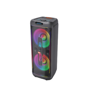 FANSBE HIFI 120W Big Powered RGB Light Bluetooth Portable Trolley Double 15 Inch DJ Big Party Speaker