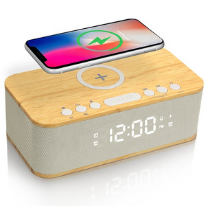 FANSBE 3 In 1 Wireless Charge 10W Bluetooth Speaker LED Digital Display Charge Speakers Alarm Clock