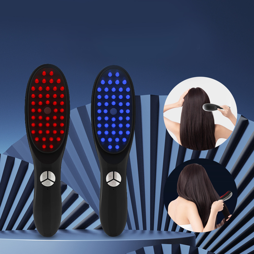 EMS Red light Vibrating electric stainless steel head massage comb laser massage hair comb with sprayer for hair loss