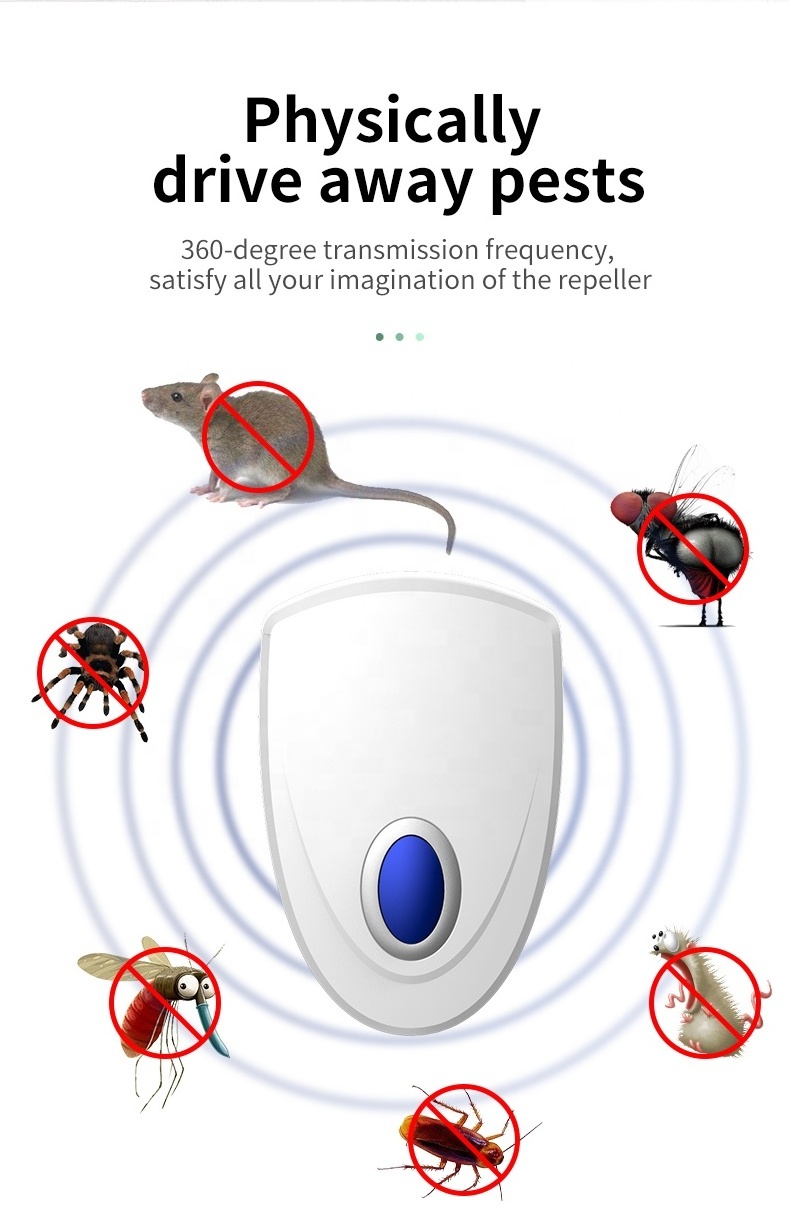 Ultrasonic pest repeller electronic insect mice bed bugs flies mosquito repellent device US EU UK plug in pest control repeller