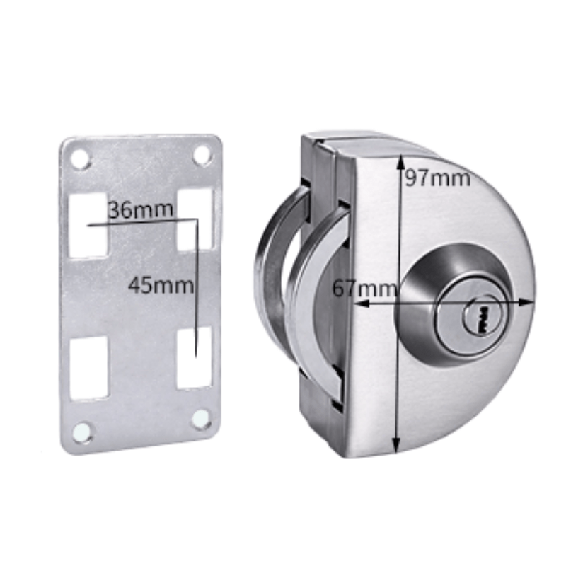 Kensharp Satin Stainless Steel 304 Double Semicircular Glass Hardware Door Lock Frameless Glass Sliding Door Locks