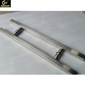 good quality modern main vertical and square panel glass door office commercial pull handle stainless steel knob