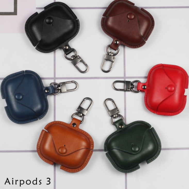 Hot selling Leather Earphone Case for Apple Airpods 3 pro Headphone Strap PU holster Cover Case With Hook for AirPods pro case