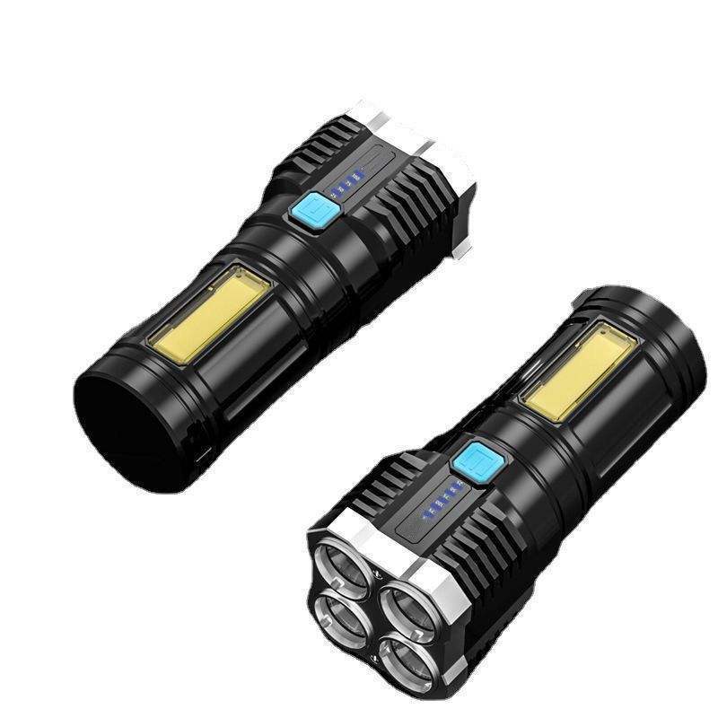 Helius Wholesale Hot Selling Rechargeable LED Long Range Strong Spot Light Battery Cob Light 4-core Ultra Bright Flashlight