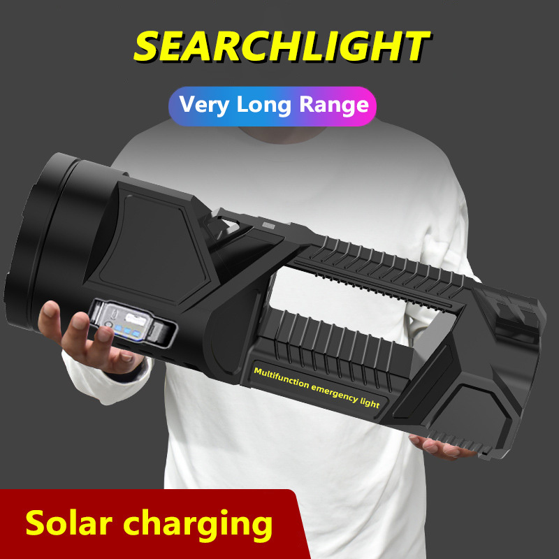 Helius Bright Household Led Rechargeable Super Bright Outdoor Long-Distance Shooting Portable Searchlight Solar Flashlight