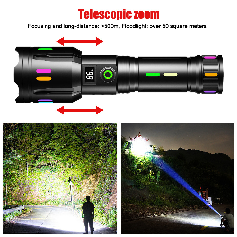 Helius Ultra Power Long Range Bright TYPE-C Rechargeable Camping Zoomable Search Spotlight Flashlight