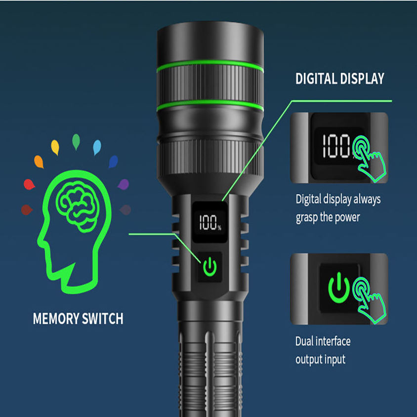 Helius High Quality Super Powerful Long Shot High Power USB Rechargeable Outdoor Portable Waterproof LED Flashlight