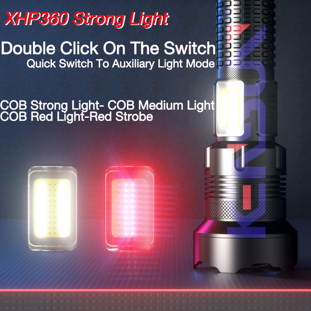 2022 Latest Super Bright 100000 Lumens Exclusive 36*LED Light Beads Dual Color COB Side Light Charge Flashlight LED Torch Light