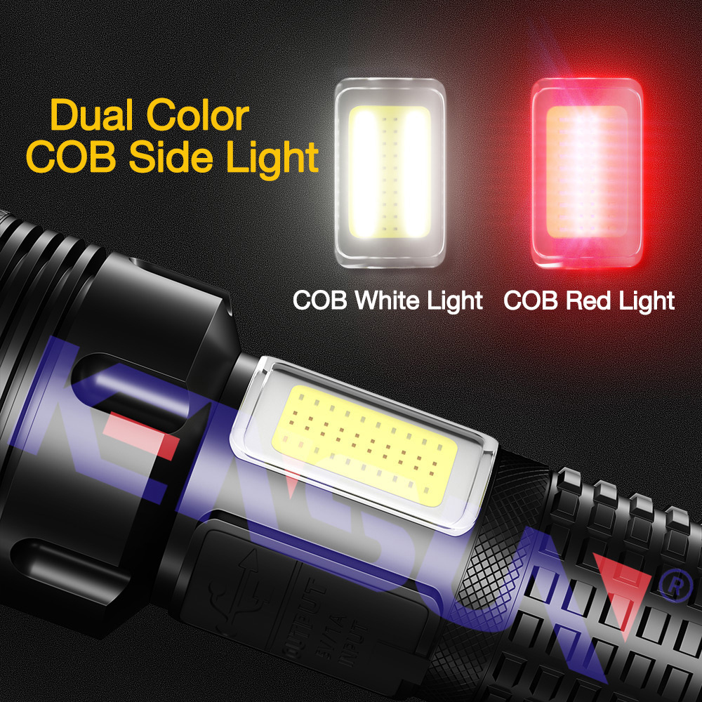 2022 Latest Super Bright 100000 Lumens Exclusive 36*LED Light Beads Dual Color COB Side Light Charge Flashlight LED Torch Light