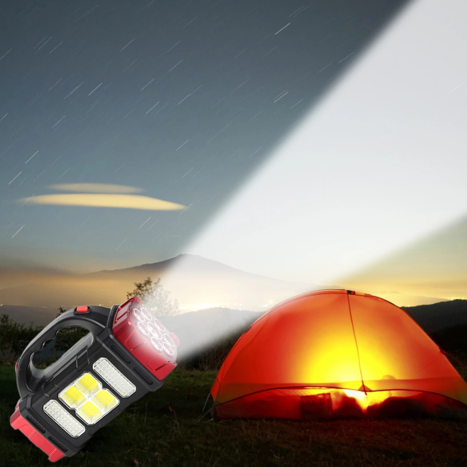 Powerful Solar LED Flashlight With COB Work Light 4 Gear USB Rechargeable Torch Light Waterproof Solar Light for Outdoor Camping