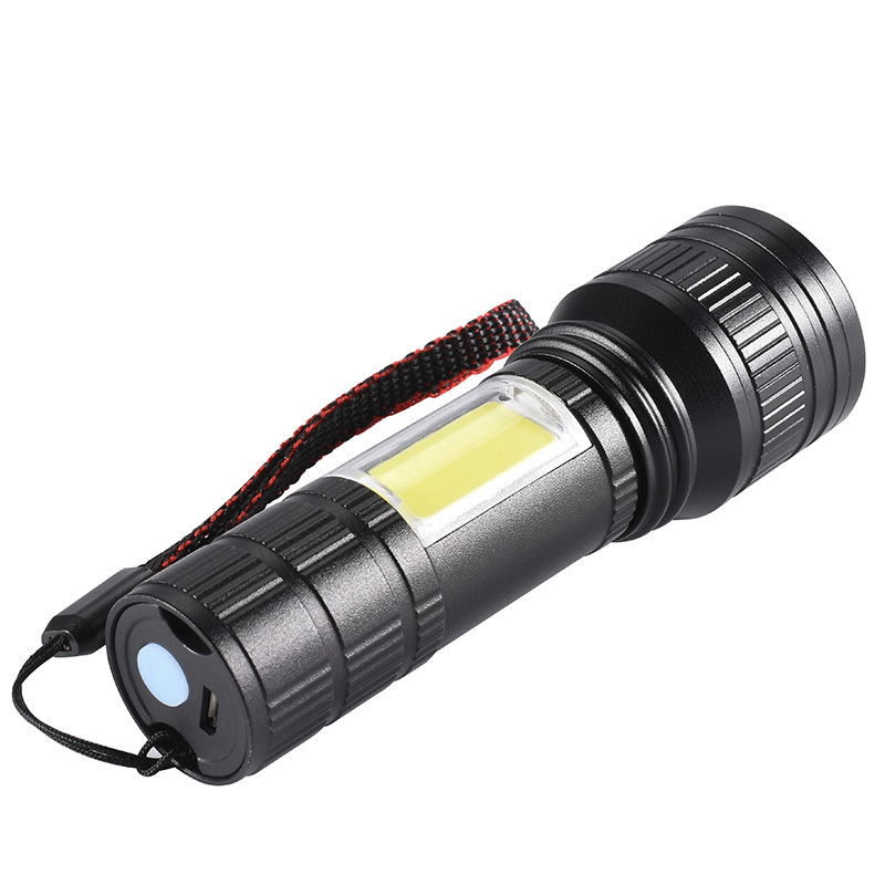 Helius High Quality Strong Light Zoom Aluminum Flashlight Outdoor Portable Multi-Light USB Rechargeable T6 LED Flashlight