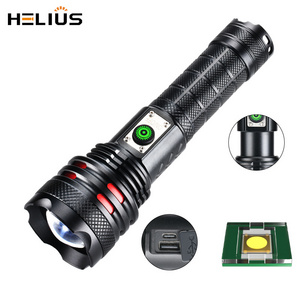 2024 Helius New White Laser Super Bright Strong Long Shot Large Floodlight Outdoor Telescopic Zoom LED Rechargeable Flashlight