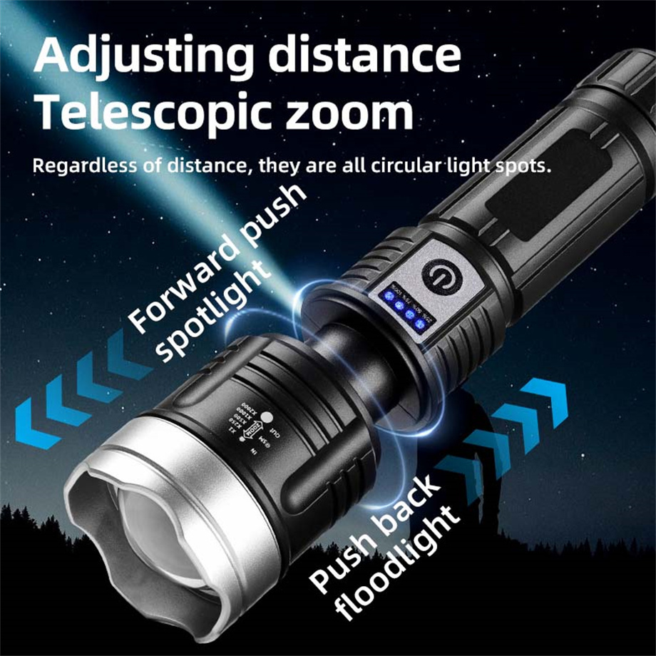 New Style Long-Distance Shooting / P50 Strong Light Rechargeable Outdoor Super Bright Household Zoom Led Portable Flashlight