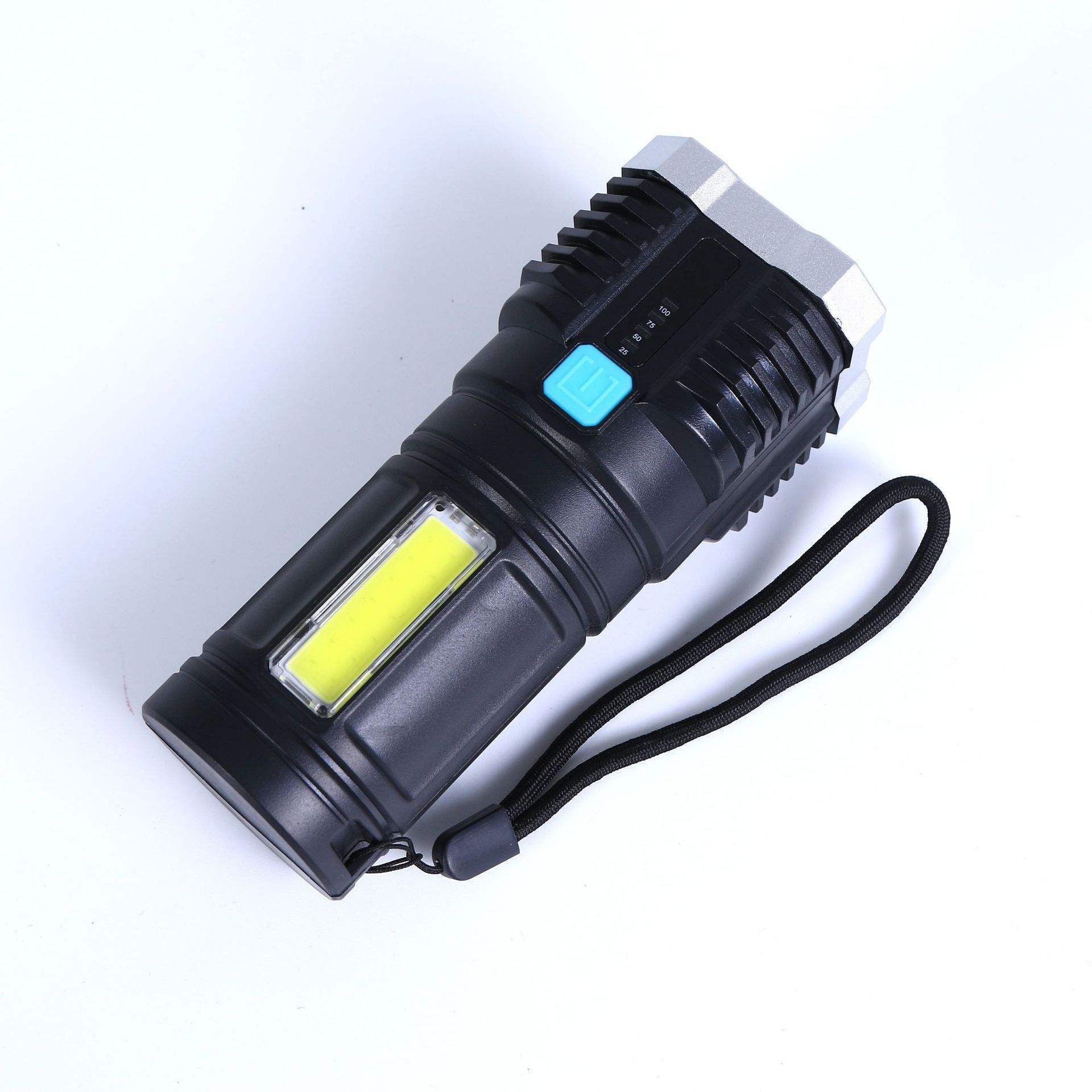 Helius Wholesale Hot Selling Rechargeable LED Long Range Strong Spot Light Battery Cob Light 4-core Ultra Bright Flashlight