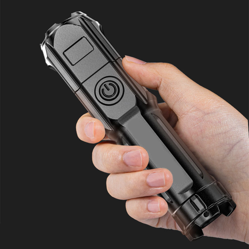 High Lumens Portable Zoomable Tactical Flashlight Waterproof USB Rechargeable Aluminum Alloy Hiking Camping LED Flashlight Torch