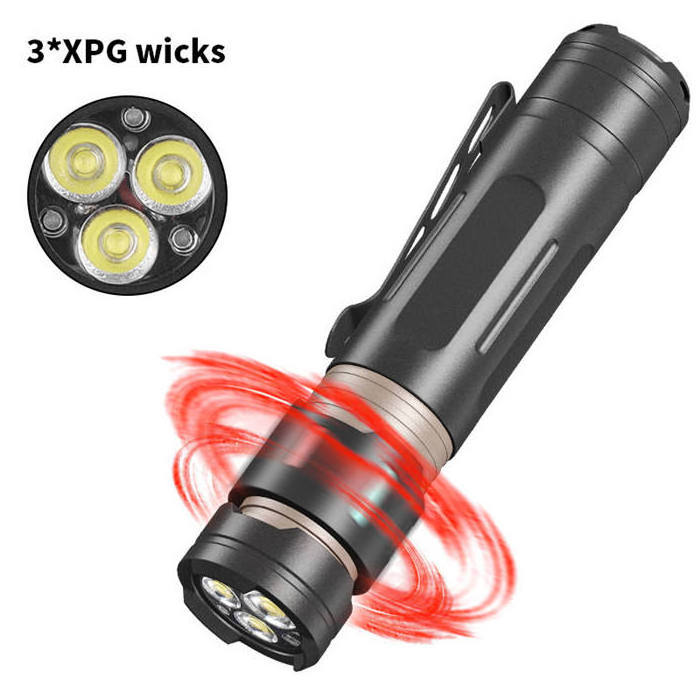 New Product 3*XPG LED Flashlight TYPE-C Rechargeable Head Luminous Decompression with Pen Clip USB Multifunction Flashlight