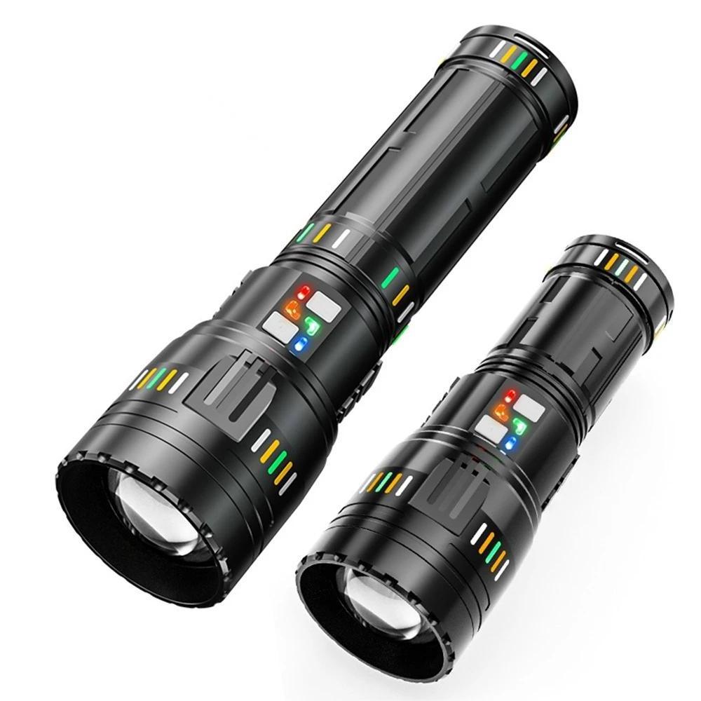 Multifunctional Intense Flashlight Charging Zoom Emergency Flashlight Outdoor Flashlight WIth Glow Display Function