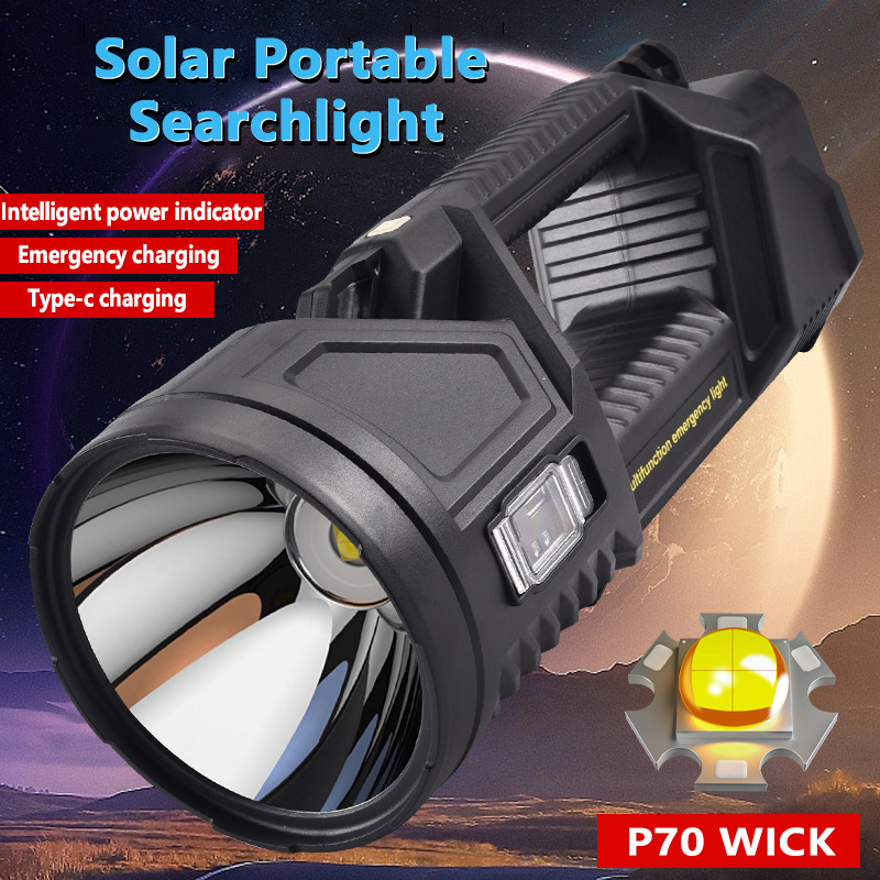 Helius Bright Household Led Rechargeable Super Bright Outdoor Long-Distance Shooting Portable Searchlight Solar Flashlight