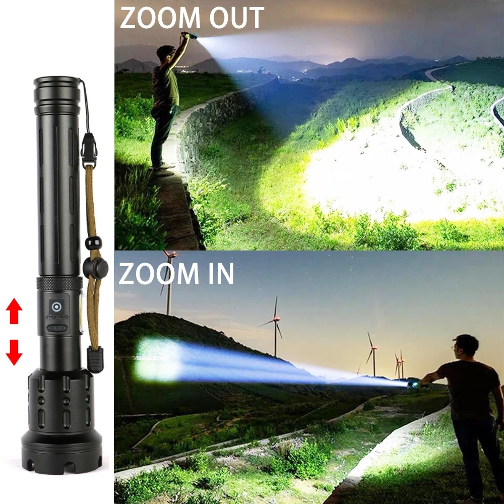 Helius 2024 New Super Bright  7 Modes 20W  High Powered COB Led Fleshlight Torches Rechargeable Waterproof led Flashlights