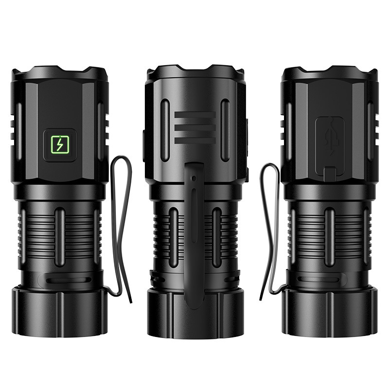 New Strong Light Outdoor Multifunctional Super Bright Three Eyes Small Steel Cannon Mini Portable Clip Hat Light Flashlight