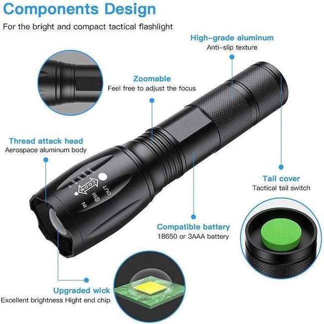 Helius Wholesale Power Dry Battery 6000K 5W Zoomable Handheld AAA Rechargeable Waterproof Zoom LED Flashlight