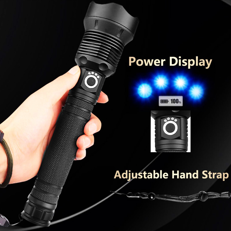 Promotional 2000 Lumens Zoomable 3 Modes Waterproof Camping Outdoor Strobe Powerful Tactical Flashlight Torch light