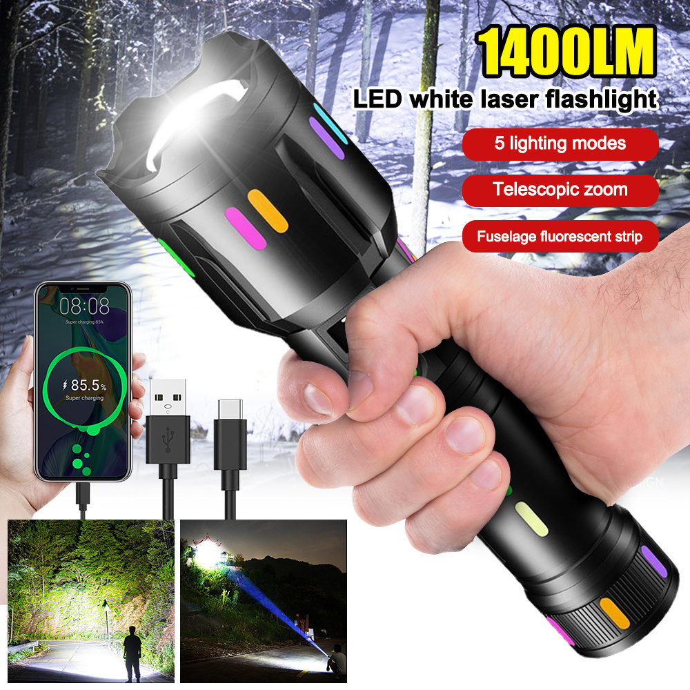 Helius Ultra Power Long Range Bright TYPE-C Rechargeable Camping Zoomable Search Spotlight Flashlight