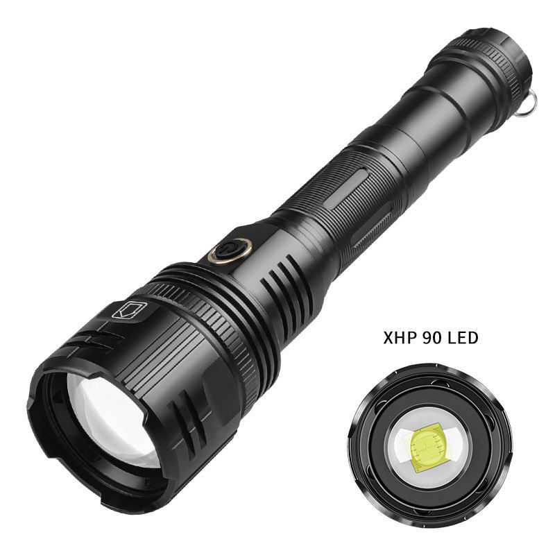 2023 New XHP90 Rechargeable Zoom Removable 30W LED Long Range Super Bright LED Flashlight