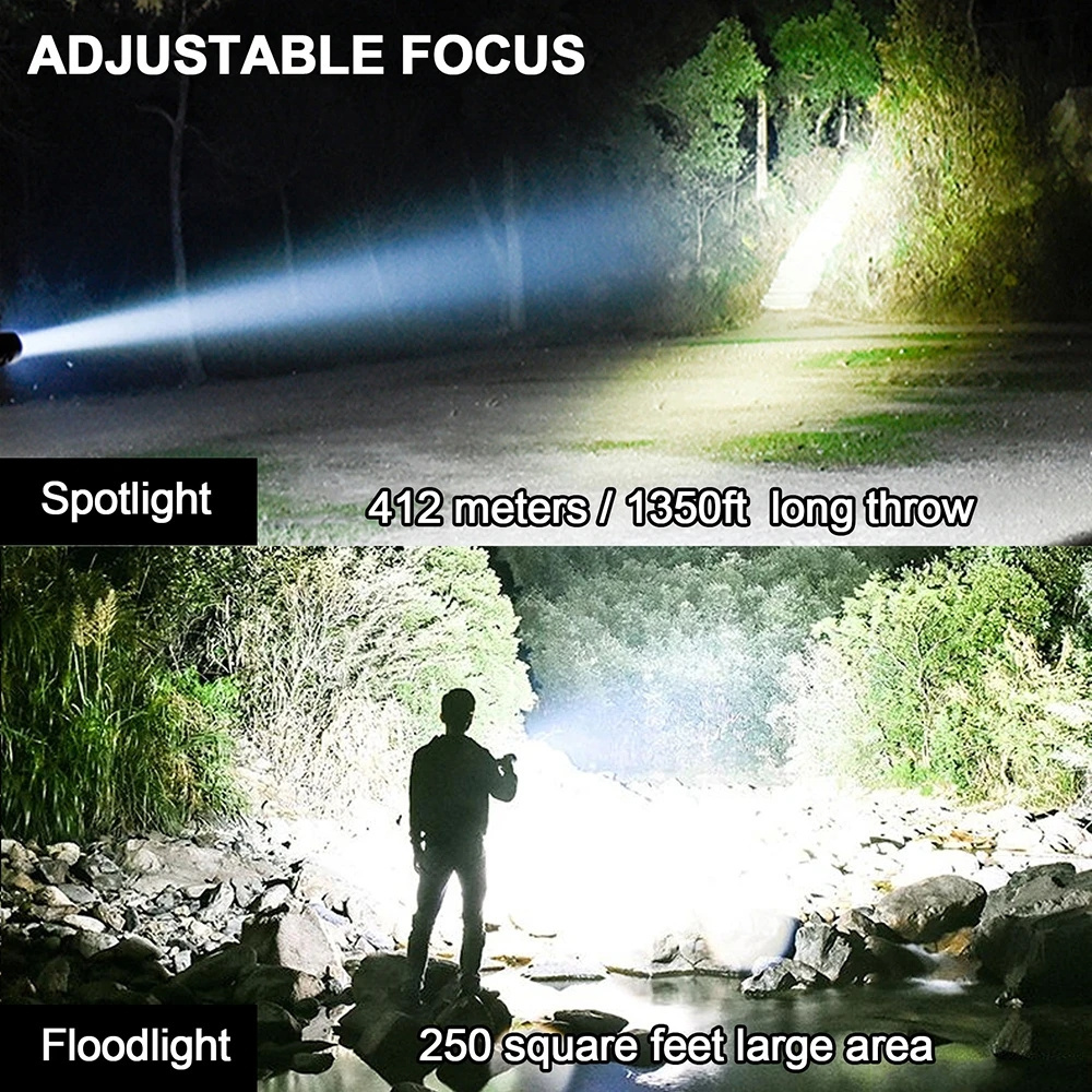 Super Bright  Tactical Buit-in Battery USB Rechargeable 5 Modes Torch with Safety Hammer for Outdoor Adventure LED Flashlight