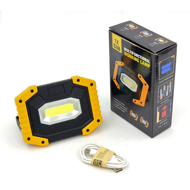 Handled 30W Outdoor Emergency Rechargeable Mini Portable Led Work Floodlight, Best COB LED Lamp Security Spotlight Working Light